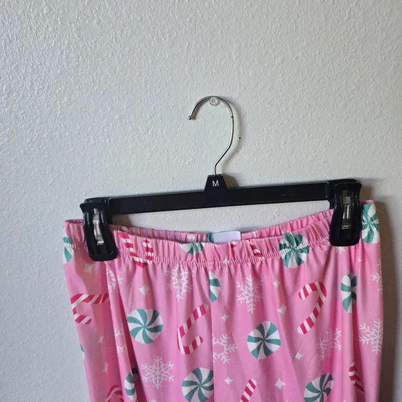 Festive Pink Candy Cane Women's Pajama Set - Picture 4 of 6